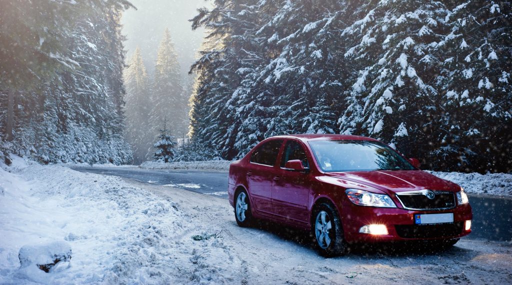 car driving in winter snow